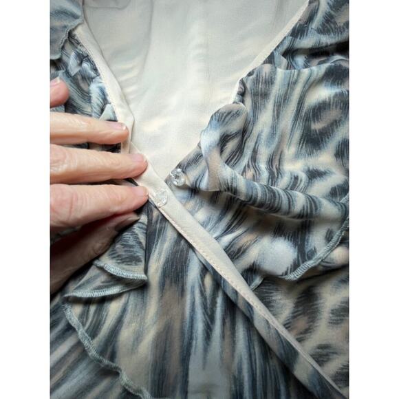 Dalia Dress Women Small Leopard Polyester V Neck Ruffle Wrap Pull On Cap Sleeve‎ - Picture 10 of 16